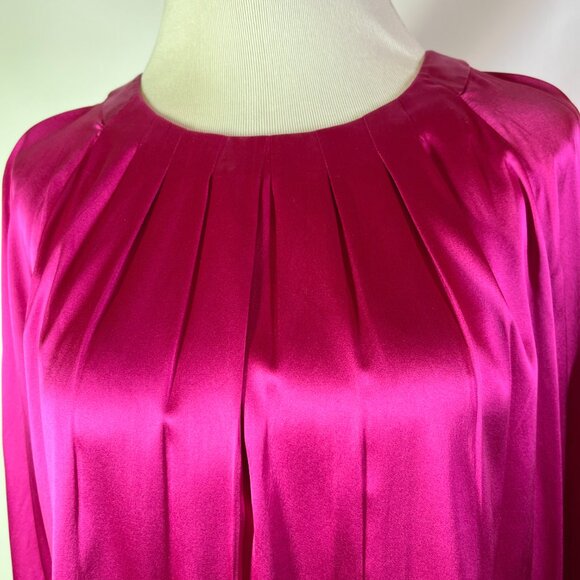 Pendleton Size 14 Silk Satin Pink Blouse Top Pleated Long Sleeve - Picture 13 of 16